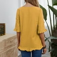 thumbnail image 4 of Admvng Womens Blouses Plus Size Fashion Solid Color Round Neck Ruffles Half Sleeves Casual Tops S-5XL, 4 of 9