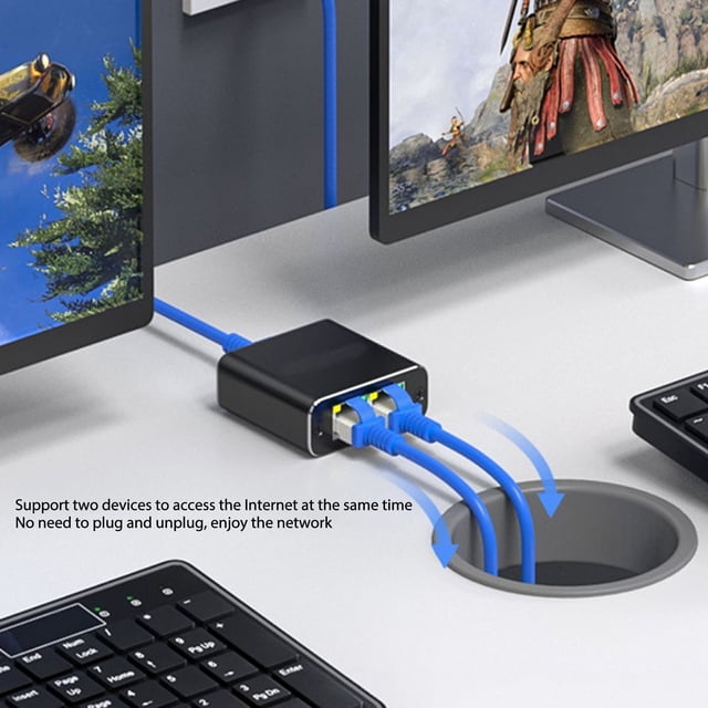 Divisor de Gigabit, Distancia de Transmisión de 328 Pies 1000Mbps Divisor de Red RJ45 Puerto 1 en 2 Para Enrutador para laptop para laptop