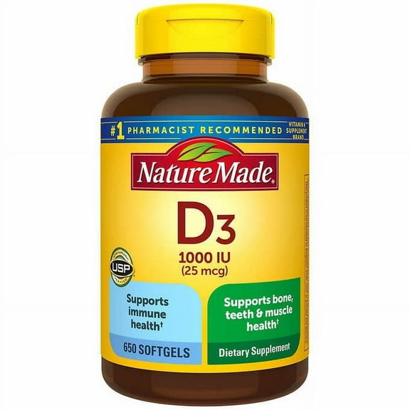 Nature Made Vitamin D3 650 Softgels, Gluten-Free