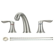 Yiwa Bathroom Sink Faucet 3 Hole with Stainless Steel Pop up Drain and cUPC Lead-Free Hose, Brushed Nickel