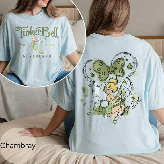 Vintage Tinker Bell Comfort Colors 2Sided T-Shirt, Est 1953 Disneyworld Tee