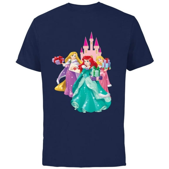 Disney Princess Ariel, Rapunzel, and Aurora Gifts - Short Sleeve Cotton T-Shirt for Adults - Customized-Navy