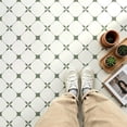 thumbnail image 2 of 10Pcs Sage Green Geometric Peel and Stick Floor Tiles， 12x12in Covers 10 Sq. Ft. SelfAdhesive DIY Vinyl Flooring， Removable and Waterproof Tile Stickers for Bathroom， Kitchen， Living Room， Shelf, 2 of 8
