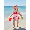 thumbnail image 6 of BemeyourBBs Toddler Baby Girl Swimsuit Infant Bathing Suit One-piece Swimsuits With Sun Hat Set Front Bow Rash Guard Spaghetti Strap Swimwear Summer Beach Wear, 6 of 9