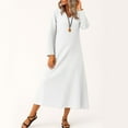 thumbnail image 5 of UoCefik Summer Cotton Linen Long Dress for Women Trendy Flowy V Neck Maxi Dresses Boho Casual Sleeve Dress Modest Fall Beach Vacation Sundress White S, 5 of 5