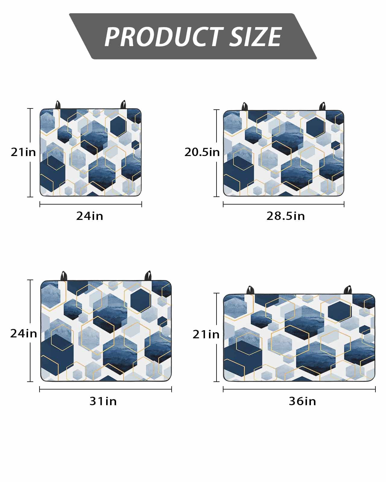 Stove Top Covers for Electric Stove, Navy Blue Marble Glass Stovetop Cover Protector, Gold White Geometric Hexagon Modern Induction Cooktop Protector Oven Mat for Kitchen Countertop 36"x21"
