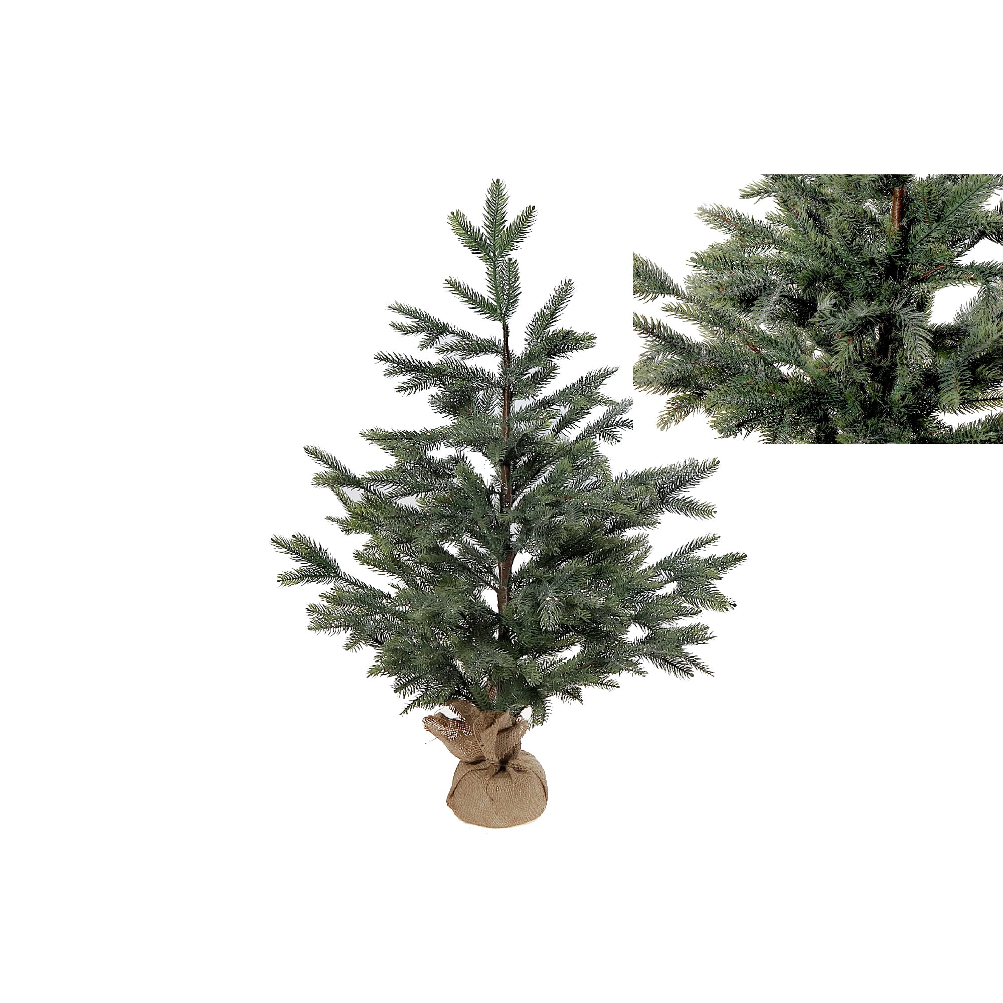 Pine Tree With Burlap Base (35") (Silver Glitter)