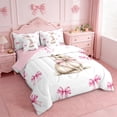 thumbnail image 2 of Erosebridal Kawaii Rabbit 7-Piece Bedding Comforter Set For Kids,Pink Coquette Bow King Bedding Sets For Girls,Pink Reversible, 2 of 7
