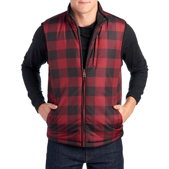 Weatherproof Vintage Men's Reversible Vest Red Plaid