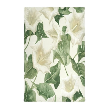 

WOBOGO Datura Stramonium Kitchen Towel 1 Piece Large Cotton Dishcloth Premium Absorbency Set with Hanging Loop