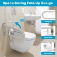 thumbnail image 2 of Petoto Toilet Grab Bar 23.6", Flip Up Bathroom Handicap Grab Bar with Paper Holder, Safety Handrails for Elderly Disabled Pregnant, 2 of 9
