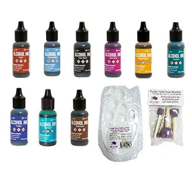 Ranger Tim Holtz Ink Bundle Set of 9 Alcohol Inks with Bonus PTP