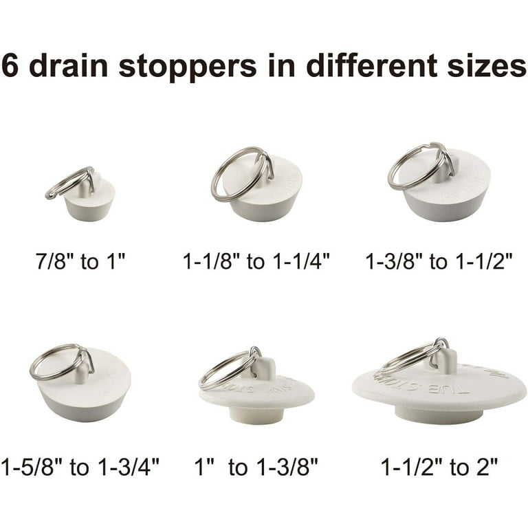 6 Pieces Drain Stopper, Rubber Sink Stopper Drain Plug with Pull