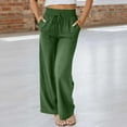 thumbnail image 2 of ZQUUVOU Womens Wide-Leg Pants Solid Color Drawstring Long Trousers Pockets（Olive Green,2XL）, 2 of 9