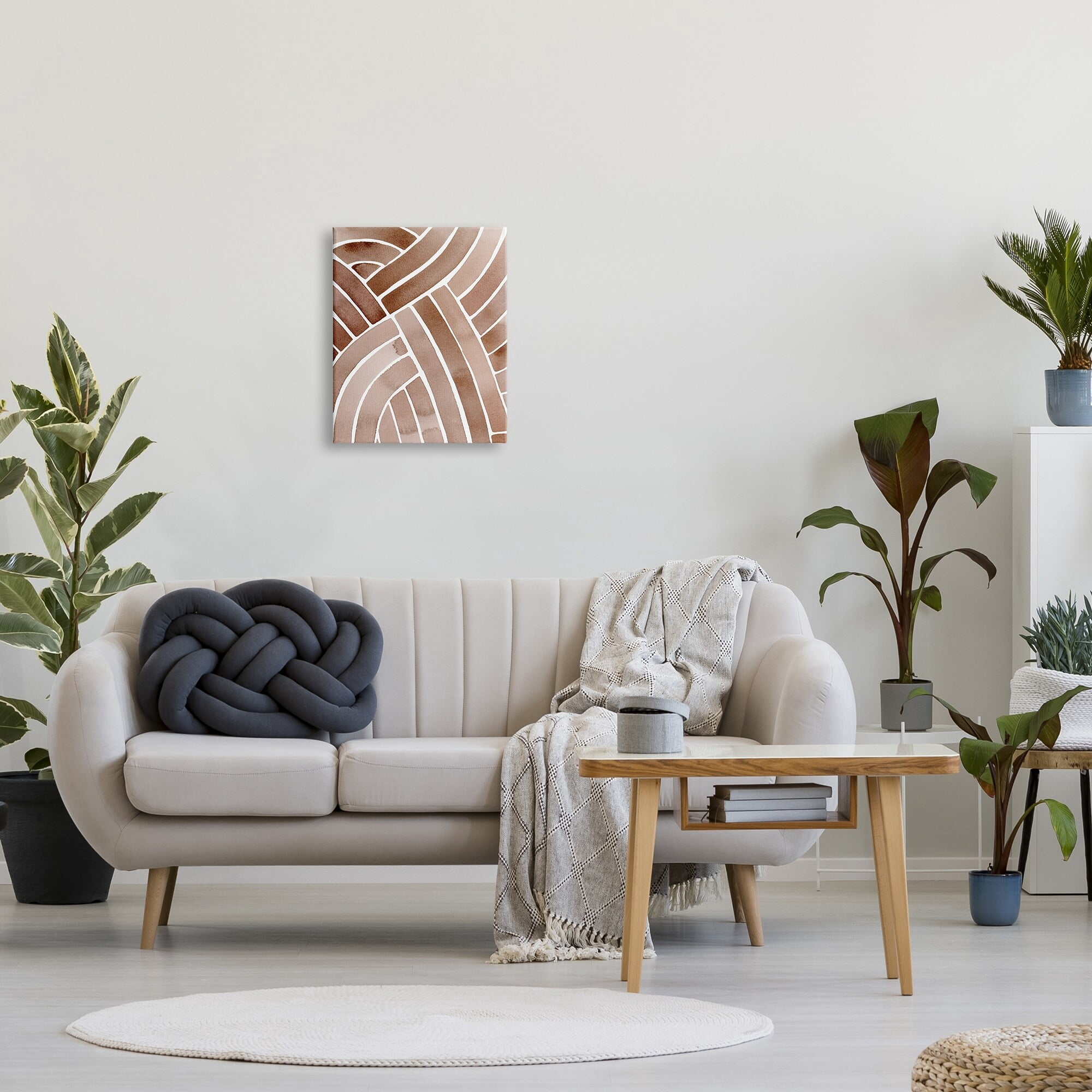 Stupell Industries Modern Brown Intertwining Lines Stripes Watercolor Detail Painting Gallery Wrapped Canvas Print Wall Art, Design by Grace Popp