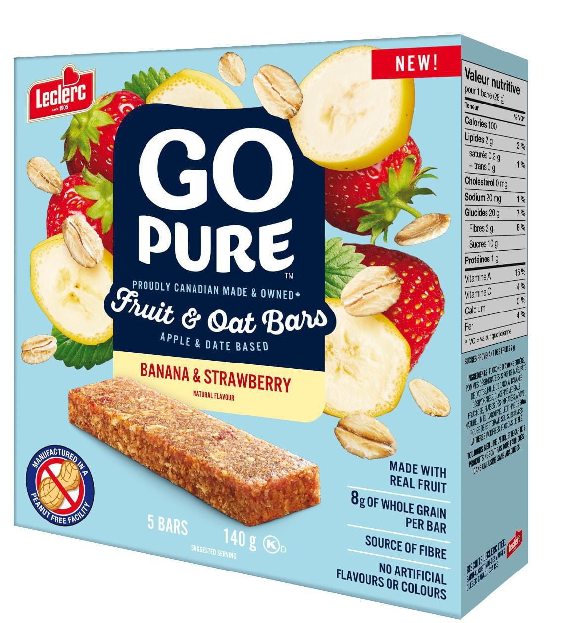 Go Pure Banana & Strawberry Fruit & Oat Bars, 5 Bars / 140g