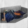 thumbnail image 6 of Forest Soft Flannel Fleece Blanket, Dark Night Camping Tent Photo in the Winter on the Snow Covered Lands by the Lake, Cozy Plush for Indoor and Outdoor Use, 60" x 80", Blue Orange, by Ambesonne, 6 of 6