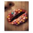 thumbnail image 3 of Designart 'Close Up of Creative Make Up On Woman Lips With Lolipops' Modern Print on Natural Pine Wood, 3 of 5