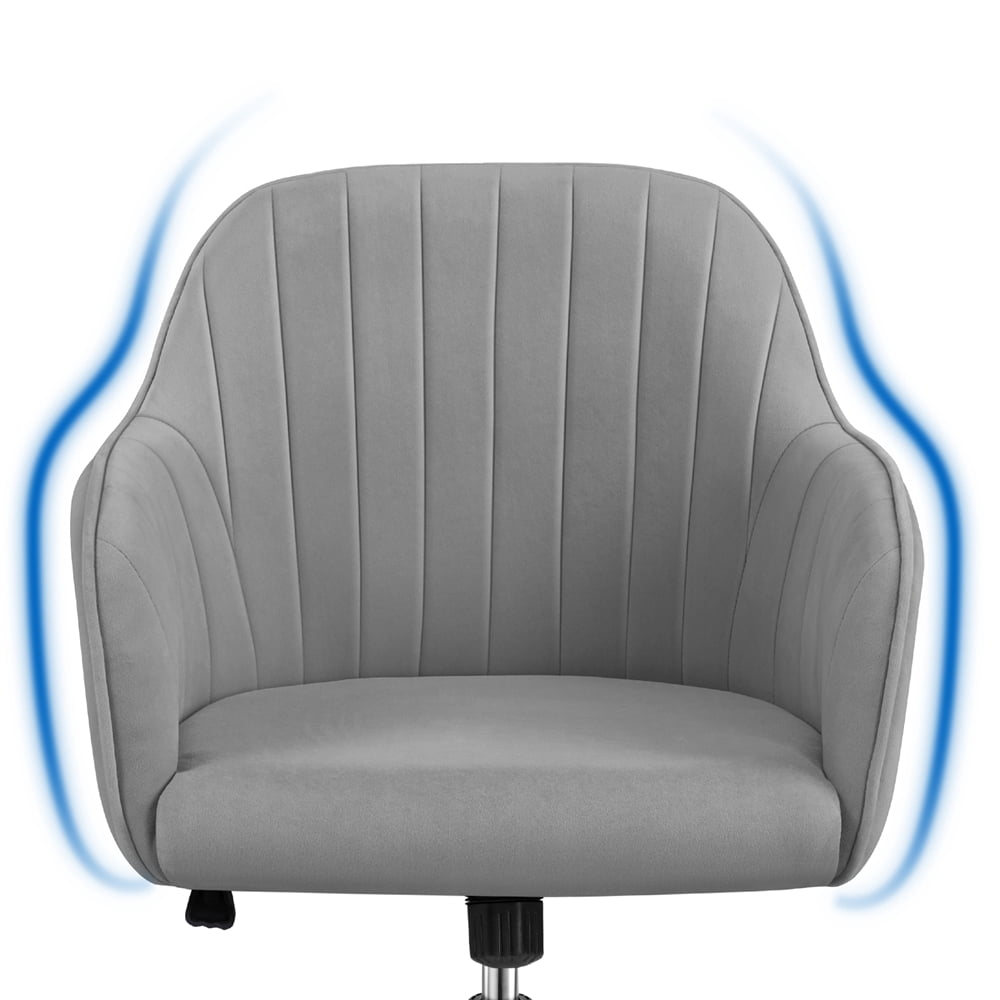 Alden Designs Velvet Mid-Back Task Chair with Armrests, Light Gray