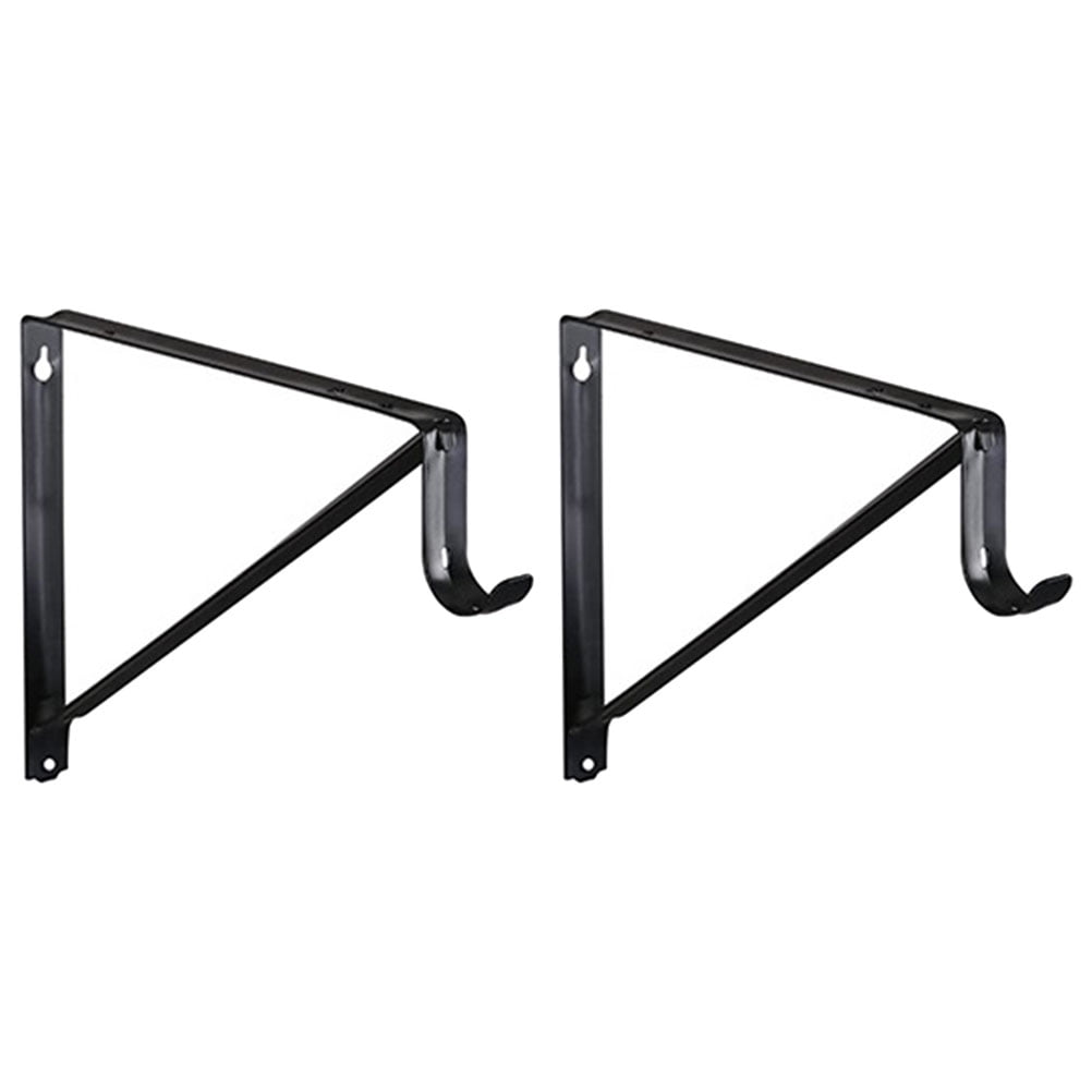 BERTDOMD 2-Pack Heavy Duty Metal Shelf Brackets with High Load Capacity Frame and Wall Mount Hooks for Storage Support