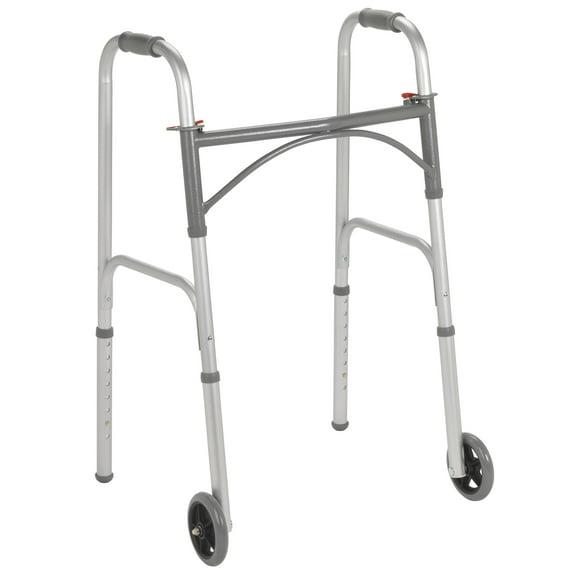 Two Button Folding Walker  5'' Wheels EA/1