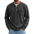 thumbnail image 2 of Dwellite Mens Sweater Long Sleeve Corduroy Henley Sweaters Quarter Button Business Casual Tops for Fall Winter Black XL, 2 of 6