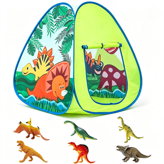BESTSKY Kids Pop Up Play Tent, Playhouse for Kids Indoor Outdoor, Foldable Toddler Tent, Toy House for Girls and Boys Gift Dinosaur Tent