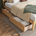 thumbnail image 4 of Leumius King Size Bed Frame with Rattan Headboard, Two Storage Drawers, Rubber Wood Bed with Enhanced Support Slats and Feet for Teens and Adults Oak, 4 of 9