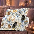 thumbnail image 6 of Blue Equestrian Watercolor Horse Silhouettes, Rustic Farmhouse Horse Scene, Warm Flannel Blanket for Ranch House and Living Room, Horse Lovers Thanksgiving Gift, Rustic Home Decor, 6 of 9