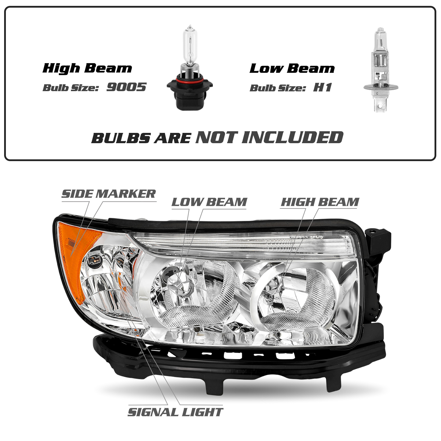 For 2006-2008 Subaru Forester Chrome Amber Headlight Lamp Passenger Right Side
