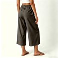 thumbnail image 3 of Kaemgyyd Wide Leg Pants Casual Wide Leg Capris Pants Side Bow High Waist Trousers Vacation Cropped Clothes（Army Green,XX-Large）, 3 of 6