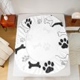 thumbnail image 4 of Manfei Minimalist Kitten Paw Fitted Sheet Full, Dog Bone Bed Set, White Gray, 3-Piece, 1 Fitted Sheet and 2 Pillowcases, 4 of 6
