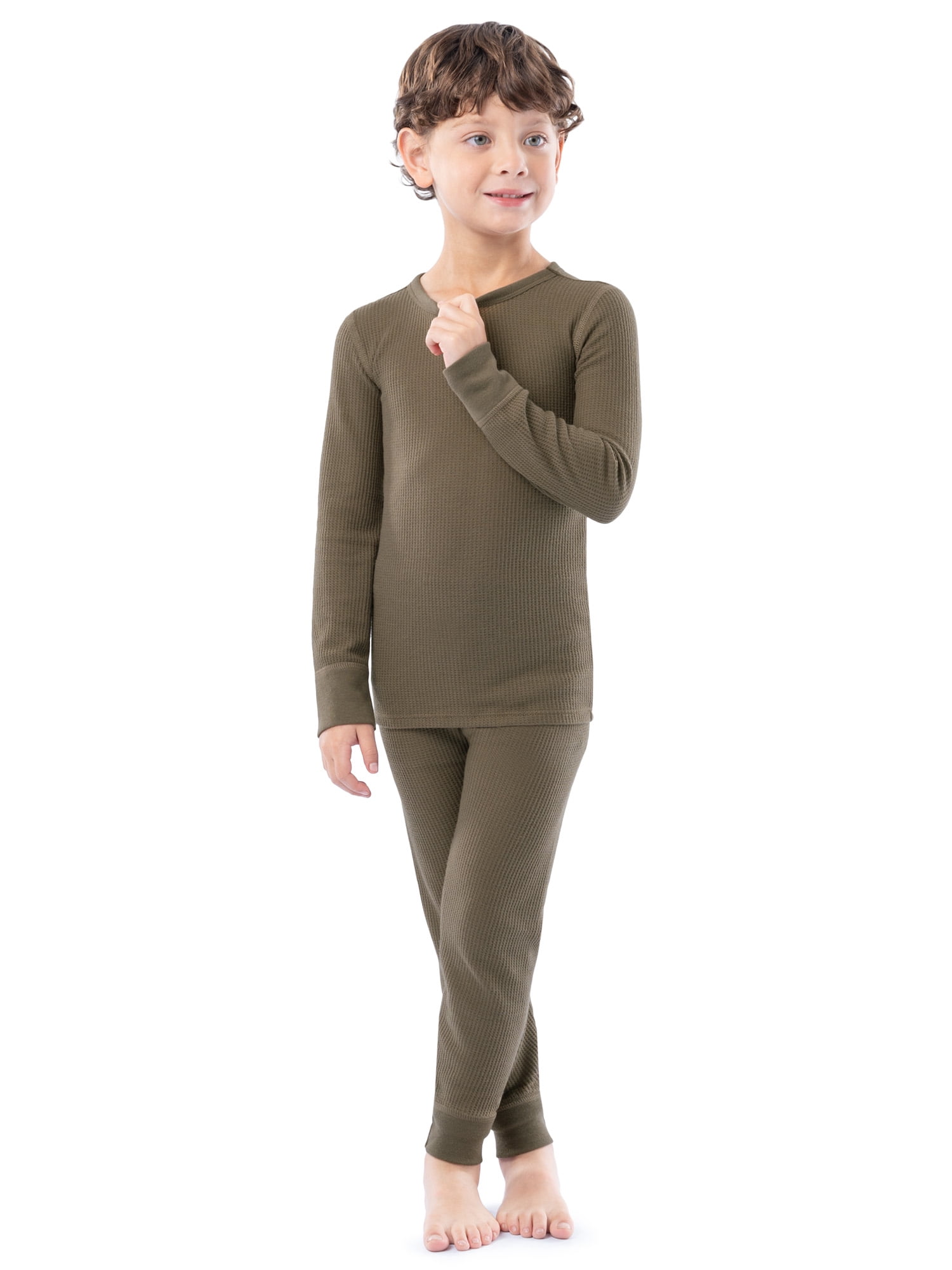 Athletic Works Boy's & Girl's Waffle Thermal Underwear Crew Top & Bottom Set, Sizes XS-XXL