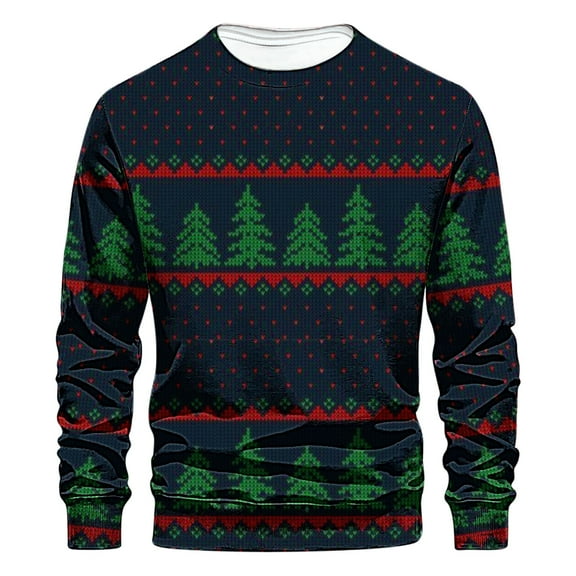 Nmnitkp Unisex Christmas Ugly Sweatshirt 3D Xmas Festive Print Crewneck Pullover Long Sleeve Sweatshirts for Holiday Party Soft and Skin-Friendly Men's Sweatshirts