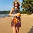 thumbnail image 3 of Easygdp Western Fire Cowboy para Vestido Transpirable de Mujer, Vestido Suelto de Manga Corta con Pliegues y Bolsillos para el Verano, 3 of 7