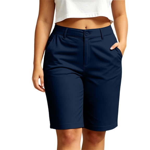 hlysgo Womens Golf Shorts UPF 50 Hiking Shorts Lightweight Outdoor Stretchy Athletic Shorts with Pockets Navy,L