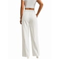 thumbnail image 6 of Women Wide Leg Pants High Waisted Business Casual Work Trousers Dressy Pants with Pockets White S, 6 of 10