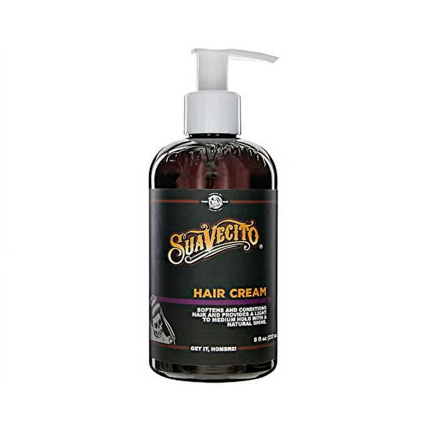 Crema para el cabello Suavecito de 8 oz en botella con dispensador, brillo medio todo el día