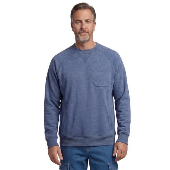 Turtle Bay New York Mens Fleece Sweatshirt 3 Pocket Raglan Sleeve Chest Pocket Tagless Neck