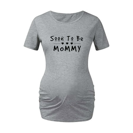 

Honeeladyy Clearance under 10$ Maternity Womens English Print Maternity Dress Large Size Maternity Short Sleeve T-Shirt