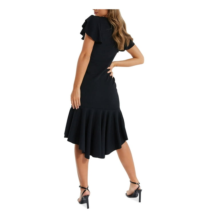 QUIZ Women s Black Scuba Crepe High Low Dress Walmart