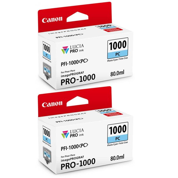 Canon 2 Pack PFI-1000PC Photo Cyan LUCIA PRO ink for imagePROGRAF PRO ...