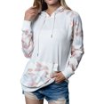 thumbnail image 4 of Women Tie Dyed Colorblock Kangaroo Pocket Drawstring Long Sleeves Hoodies, 4 of 6
