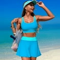 thumbnail image 4 of Feimerou Bikini Sets for Women Sports Color Block Swimsuits with Side Slit High Waisted Swim Skirt Bathing Suits Swimwear 2025, 4 of 8