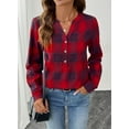 thumbnail image 3 of DOKOTOO Blouses for Women Casual V Neck Plaid Shirts Button Down Long Sleeve Boho Tops, 3 of 9