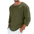thumbnail image 3 of JPVDPA Linen Tops for Men 3/4 Sleeve Crew Neck Tees Raw Edges Casual Hippie T-Shirt Summer Beach Vacation Tee Shirts Army Green XXL, 3 of 6