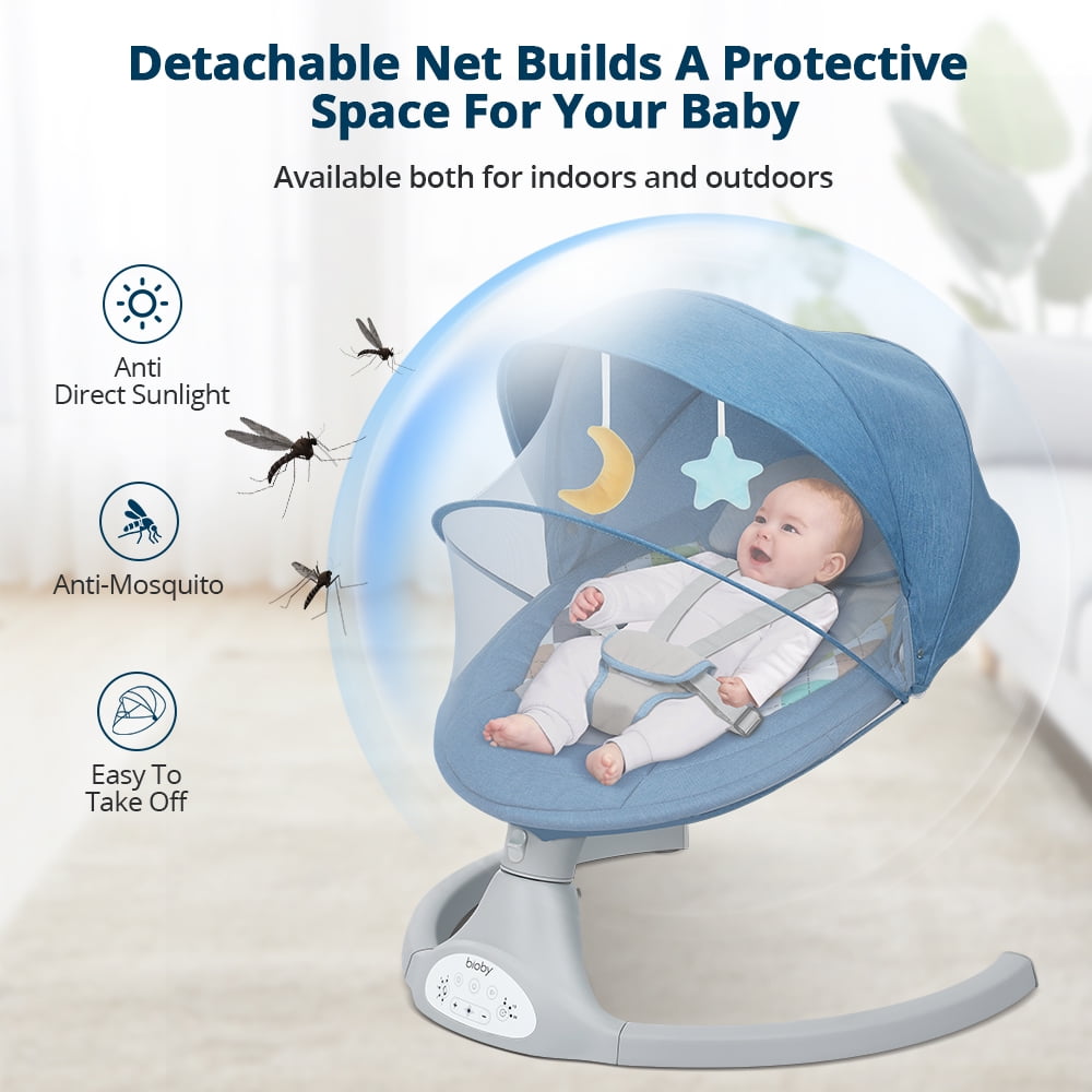 Oriëntatiepunt tempel cijfer Bioby Electric Baby Swing Chair, Infant Swing with Remote Control, Built-in  Bluetooth, Soft Music, Sway in 5 Speeds, Seat Belt, Gifts - Walmart.com