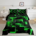 thumbnail image 1 of YST Neon Green and Black Twin Comforter Set for Boys Girls,3D Checkered Geometric Bedding Set,Abstract Square Grid Comforter Set Lightweight Soft,Glowing Geometry Quilt Bed Set 2Pcs, 1 of 5