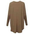 thumbnail image 3 of A2Y Women's Premium Solid Long Sleeve Round Hem Crew Neck Top Shirt Mocha 2XL, 3 of 7
