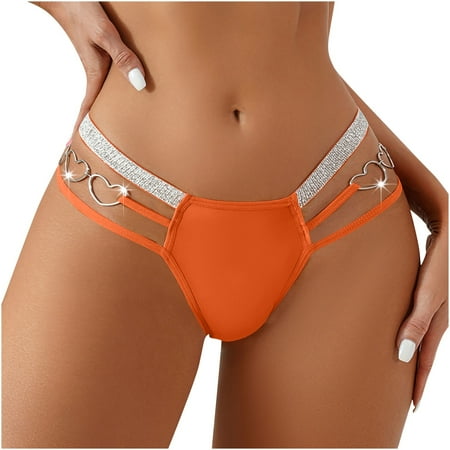 Lace Underwear Women s Lace Underwear Mid-Waisted Ice Silk Full Cover Underwear Soft Satin High Waisted Panties Lightweight Breathable Underpant Briefs Womens Lace Briefs Orange S